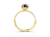 Yellow gold Fancy Black Oval Cut Diamond Solitaire Ring with Pave Band and Four Prong Setting_15