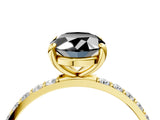 Yellow gold Fancy Black Oval Cut Diamond Solitaire Ring with Pave Band and Four Prong Setting_16