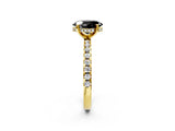 Yellow gold Fancy Black Oval Cut Diamond Solitaire Ring with Round  Pavé Band and Four-Prong Setting_38