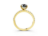 Yellow gold Fancy Black Oval Cut Diamond Solitaire Ring with Round  Pavé Band and Four-Prong Setting_39