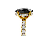 Yellow gold Fancy Black Oval Cut Diamond Solitaire Ring with Round  Pavé Band and Four-Prong Setting_41