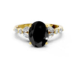 Yellow gold Fancy Black Oval Cut Diamond Solitaire Ring with Side Stones and Four-Prong Setting_24