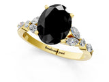 Yellow gold Fancy Black Oval Cut Diamond Solitaire Ring with Side Stones and Four-Prong Setting_25