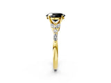 Yellow gold Fancy Black Oval Cut Diamond Solitaire Ring with Side Stones and Four-Prong Setting_26