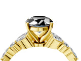 Yellow gold Fancy Black Oval Cut Diamond Solitaire Ring with Side Stones and Four-Prong Setting_28