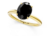 Yellow gold Fancy Black Oval Cut Diamond Solitaire Ring with Thin Band and Four-Prong Setting_1