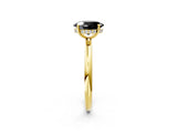 Yellow gold Fancy Black Oval Cut Diamond Solitaire Ring with Thin Band and Four-Prong Setting_2