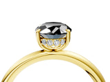 Yellow gold Fancy Black Oval Cut Diamond Solitaire Ring with Thin Band and Four-Prong Setting_4
