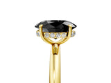 Yellow gold Fancy Black Oval Cut Diamond Solitaire Ring with Thin Band and Four-Prong Setting_5