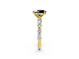 Yellow gold Fancy Black Oval Cut Diamond Solitaire with Side Stones, Pave Band, Four-Prong Setting_38