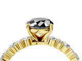 Yellow gold Fancy Black Oval Cut Diamond Solitaire with Side Stones, Pave Band, Four-Prong Setting_40