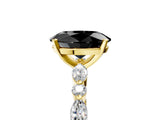 Yellow gold Fancy Black Oval Cut Diamond Solitaire with Side Stones on a Pavé Band and Four-Prong Setting_5