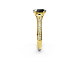 Yellow gold Fancy Black Oval Cut Diamond Split Shank Engagement Ring with Pavé Band_2