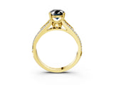Yellow gold Fancy Black Oval Cut Diamond Split Shank Engagement Ring with Pavé Band_3