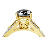 Yellow gold Fancy Black Oval Cut Diamond Split Shank Engagement Ring with Pavé Band_4