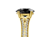 Yellow gold Fancy Black Oval Cut Diamond Split Shank Engagement Ring with Pavé Band_5