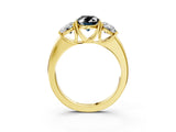Yellow gold Fancy Black Oval Cut Diamond Three-Stone Ring with Four-Prong Setting and Classic Band_3