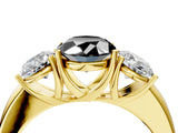 Yellow gold Fancy Black Oval Cut Diamond Three-Stone Ring with Four-Prong Setting and Classic Band_4