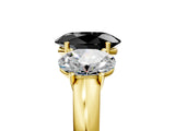 Yellow gold Fancy Black Oval Cut Diamond Three-Stone Ring with Four-Prong Setting and Classic Band_5