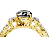 Yellow gold Fancy Black Oval Cut Diamond Three-Stone Ring with Pavé Split Shank and Four-Prong Setting_4