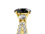 Yellow gold Fancy Black Oval Cut Diamond Three-Stone Ring with Pavé Split Shank and Four-Prong Setting_5
