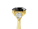 Yellow gold Fancy Black Oval Cut Diamond Three-Stone Ring with Pear Side Stones and Four-Prong Setting_53