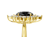 Yellow gold Fancy Black Oval Cut Halo Diamond Cluster Ring with Marquise and Round Stones on a White Gold Band with Prong Setting_5