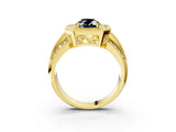 Yellow gold Fancy Black Oval Cut Halo Diamond Engagement Ring with Pave Split Shank and Four-Prong Setting_3