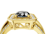Yellow gold Fancy Black Oval Cut Halo Diamond Engagement Ring with Pave Split Shank and Four-Prong Setting_4