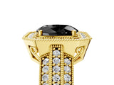 Yellow gold Fancy Black Oval Cut Halo Diamond Engagement Ring with Pave Split Shank and Four-Prong Setting_5