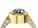 Yellow gold Fancy Black Oval Cut Halo Diamond Engagement Ring with Split Shank Band and Four-Prong Setting_4