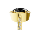 Yellow gold Fancy Black Oval Cut Halo Diamond Engagement Ring with Split Shank Band and Four-Prong Setting_5