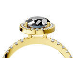 Yellow gold Fancy Black Oval Cut Halo Diamond Pave Band with Prong Setting_4
