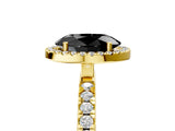 Yellow gold Fancy Black Oval Cut Halo Diamond Pave Band with Prong Setting_5