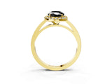 Yellow gold Fancy Black Oval Cut Halo Diamond Ring with Solitaire Band and Prong Setting_3