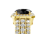 Yellow gold Fancy Black Oval Cut Halo Diamond Ring with Split Shank and Four-Prong Setting_5