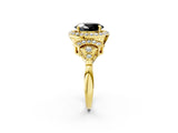 Yellow gold Fancy Black Oval Cut Halo Diamond Split Shank Engagement Ring with Four-Prong Setting_2