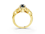 Yellow gold Fancy Black Oval Cut Halo Diamond Split Shank Engagement Ring with Four-Prong Setting_3