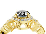 Yellow gold Fancy Black Oval Cut Halo Diamond Split Shank Engagement Ring with Four-Prong Setting_4