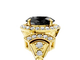 Yellow gold Fancy Black Oval Cut Halo Diamond Split Shank Engagement Ring with Four-Prong Setting_5