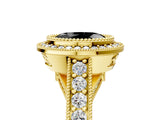 Yellow gold Fancy Black Oval Cut Halo Diamond Split Shank Pave Ring_5