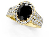 Yellow gold Fancy Black Oval Cut Halo Pavé Diamond Engagement Ring with Split Shank and Four-Prong Setting_4
