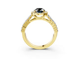 Yellow gold Fancy Black Oval Cut Halo Pavé Diamond Engagement Ring with Split Shank and Four-Prong Setting_6