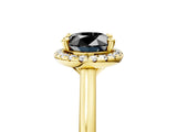 Yellow gold Fancy Black Oval Cut Halo Round Diamond Solitaire Engagement Ring with Pave Band and Four-Prong Setting_17