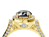 Yellow gold Fancy Black Oval Cut Halo Round Diamond Twist Band with Four-Prong Setting_4