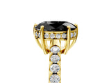 Yellow gold Fancy Black Oval Cut Solitaire Diamond Engagement Ring with Pavé Band and Six-Prong Setting_17