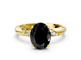 Yellow gold Fancy Black Oval Cut Solitaire Diamond Engagement Ring with Twisted Pave Band and Four-Prong Setting_3