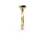 Yellow gold Fancy Black Oval Cut Solitaire Diamond Engagement Ring with Twisted Pave Band and Four-Prong Setting_5