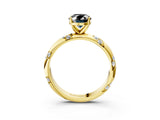 Yellow gold Fancy Black Oval Cut Solitaire Diamond Engagement Ring with Twisted Pave Band and Four-Prong Setting_6