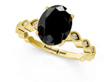 Yellow gold Fancy Black Oval Cut Solitaire Diamond Ring with Infinity Twist Band and Four-Prong Setting_1